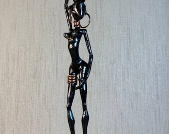 African Woman Metal Sculpture, Tribal Art Figurine, Handmade Iron Statue, Ethnic Home Decor, Unique Cultural Gift for Art Lovers