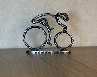 Gift for Cyclist, Metal Bicycle Sculpture, Cycling Lover Gift, Bike Decor, Cyclist Desk Art