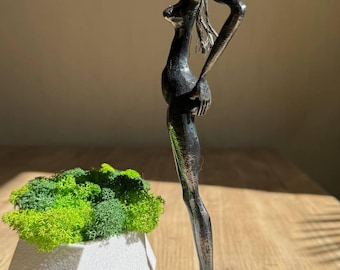 Handmade Metal Woman Sculpture, Elegant Female Figurine, Gift for Her, Modern Home Decor