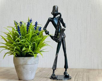 Gift for Saxophone Player, Jazz Musician Sculpture, Music Lover Decor, Metal Saxophonist Art