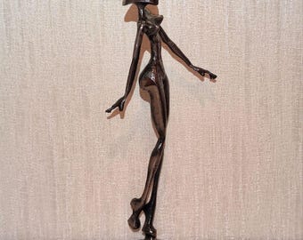 Handmade Metal Female Figurine, Modern Minimalist Sculpture, Iron Art Gift for Home Decor