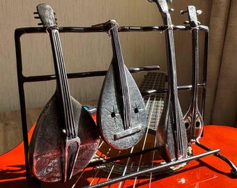 Handmade Metal String Instruments Sculpture, Music Wall Art Decor, Mandolin and Lute Figurines, Unique Gift for Musicians