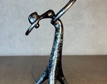 Abstract Metal Musician Sculpture, Handmade Violin Art Figurine, Unique Gift for Music Lover