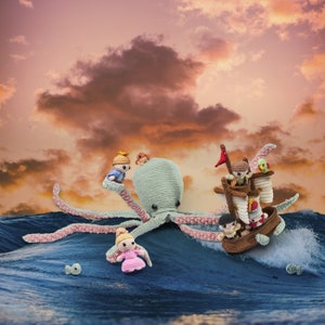 Amigurumi kraken octopus ship crochet PDF pattern