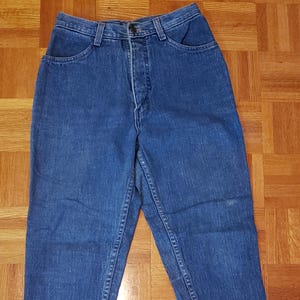 Recital slim-blauwe damesjeans enkelritsen mombroek met stretch 30 x 26,5 vintage jaren 80