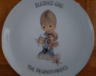 Vintage 1988 Precious Moments Sammler Porzellanteller von Enesco Blessed Are The Peacemaker