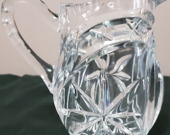 Creamer Heavy Vintage Clear Cut Glass Decorative Milk Cream Jug Pitcher