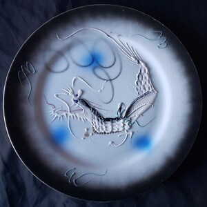 Vintage Bone China Raised Oriental Dragon Ware Moriage 10-1/4&quot; Decorative Plate Hand Decorated Made in Japan