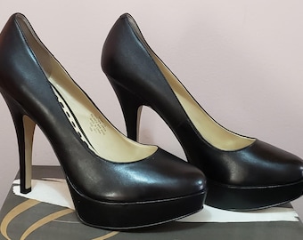 Enzo Angiolini Smiles Black High Heel Platform Pump Women&#39;s Shoe 10 NEW