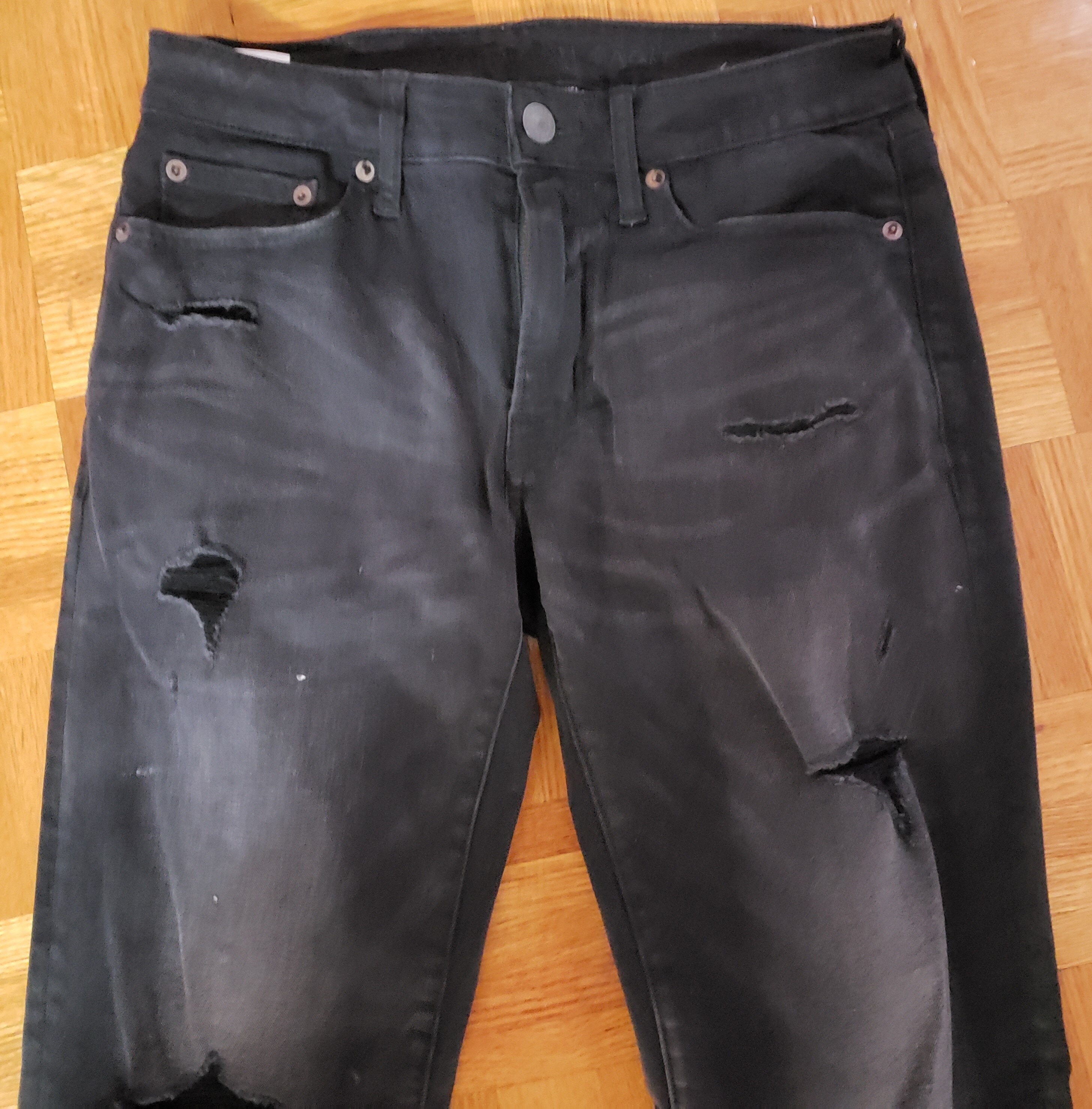 Jeans Noir American Eagle - Taille 0 (short) - Haute Taille - Élastique Stretch - Occasion Très Bon état