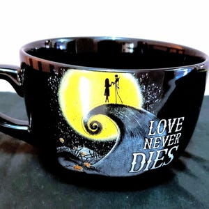 Tim Burton's The Nightmare Before Christmas Jack & Sally Love Never Dies Large Coffee Cup Soup Mug Chili Bowl