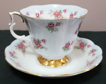 Royal Albert Vintage Bone China Symphony Series Pale Pastel Blue with Roses Gold Trim England