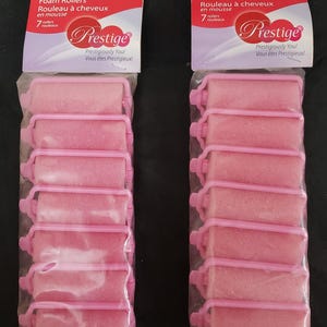 Rulos de espuma Prestige para el cabello, rizadores de esponja, sin calor, suaves, reutilizables, vintage, color rosa, 14 unidades (2 paquetes) NUEVOS