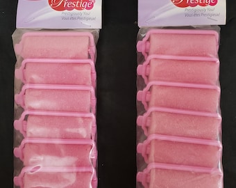 Prestige Foam Rollers Stylingkrulspelden Sponsroller Hitteloos Zacht Herbruikbaar Vintage Roze 14 stuks - 2 verpakkingen NIEUW