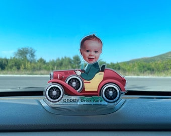 Custom face bobblehead car dashboard decoration gift for Dad, Valentine gift, Drive safe ornament, Face shake head, New driver gift