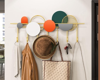 Rustic metal coat rack wall mount, Retro entryway wall coat hooks hanger, Modern hallway wall hook, Modern key holder, Hat rack