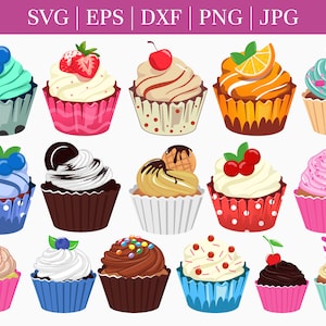 Cupcake SVG, Cake Cut file, Cupcake bundle svg, Sweets svg, Cupcake Outline SVG, Birthday svg, Cupcake clipart Instant download