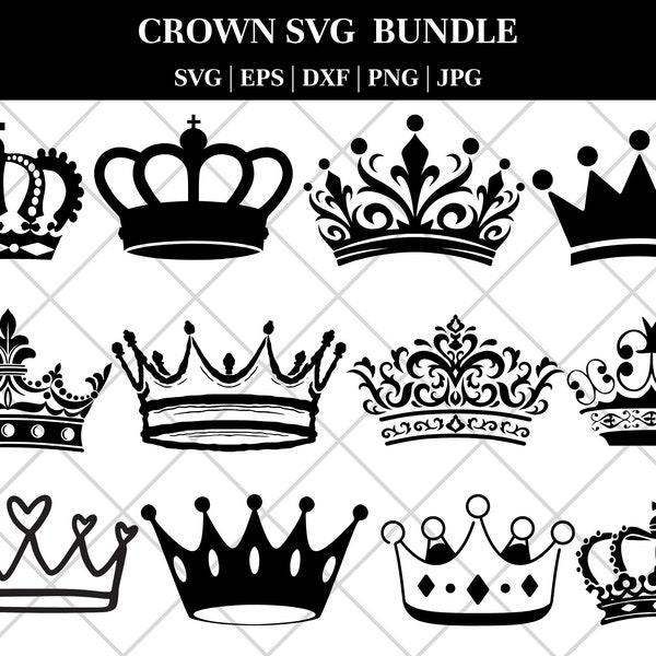 Royal Crown SVG File, King Crown SVG, Queen Crown SVG, Princess Tiara Svg, File For Cricut, For Silhouette, Cut File, Dxf, Png, Svg