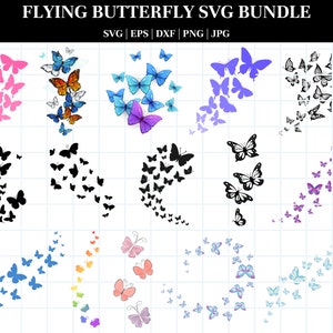 Bundle Svg papillons volants, Svg papillon, mise en page de conception papillon, essaim de papillons svg, png papillon, couper des fichiers pour Cricut, Silhouette