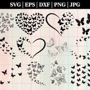 Bundle Svg papillons volants, Svg papillon, mise en page de conception papillon, essaim de papillons svg, png papillon, couper des fichiers pour Cricut, Silhouette