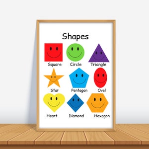 Forme geometriche stampabili, materiali didattici in aula arte, poster per bambini, arcobaleno, poster Montessori, risorse homeschool