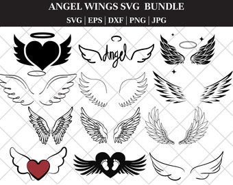 Angel wings SVG,Angel wing svg,Angel wings PNG,Wings shape,Wing Outline,DXF,Cut file,Cricut,Silhouette,Bundle,Vector,Instant download