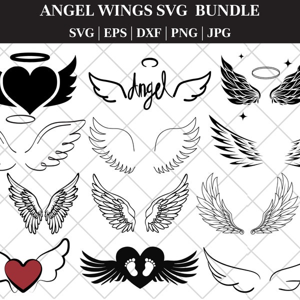 Angel wings SVG,Angel wing svg,Angel wings PNG,Wings shape,Wing Outline,DXF,Cut file,Cricut,Silhouette,Bundle,Vector,Instant download