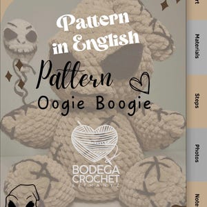 K&ouml;nnte beinhalten: Ein H&auml;kelmuster f&uuml;r die Herstellung einer Oogie Boogie Puppe aus dem Film Nightmare Before Christmas. Das Muster ist in englischer Sprache und enth&auml;lt Anweisungen f&uuml;r die Herstellung des K&ouml;rpers, des Kopfes und der Arme der Puppe. Das Muster enth&auml;lt auch ein Bild der fertigen Puppe.