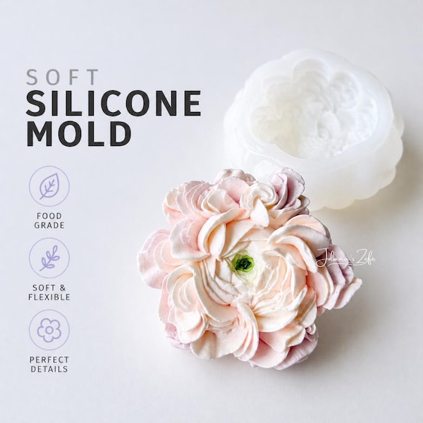 Ranunculus Silicone Mold | food grade marshmallow zefir decorating tool