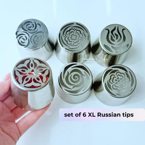 6 XL Russian Piping Tips, Stainless Steel Zefir Flower Nozzles
