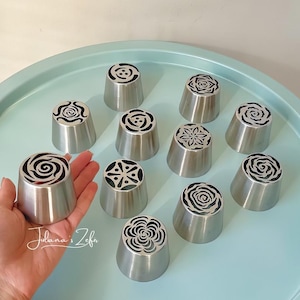 XL Russische Piping Tulpen Spitzen, Gebäck Edelstahltüllen für Zefir Marshmallow Blüten, Zephir Zuckergussaufsätze