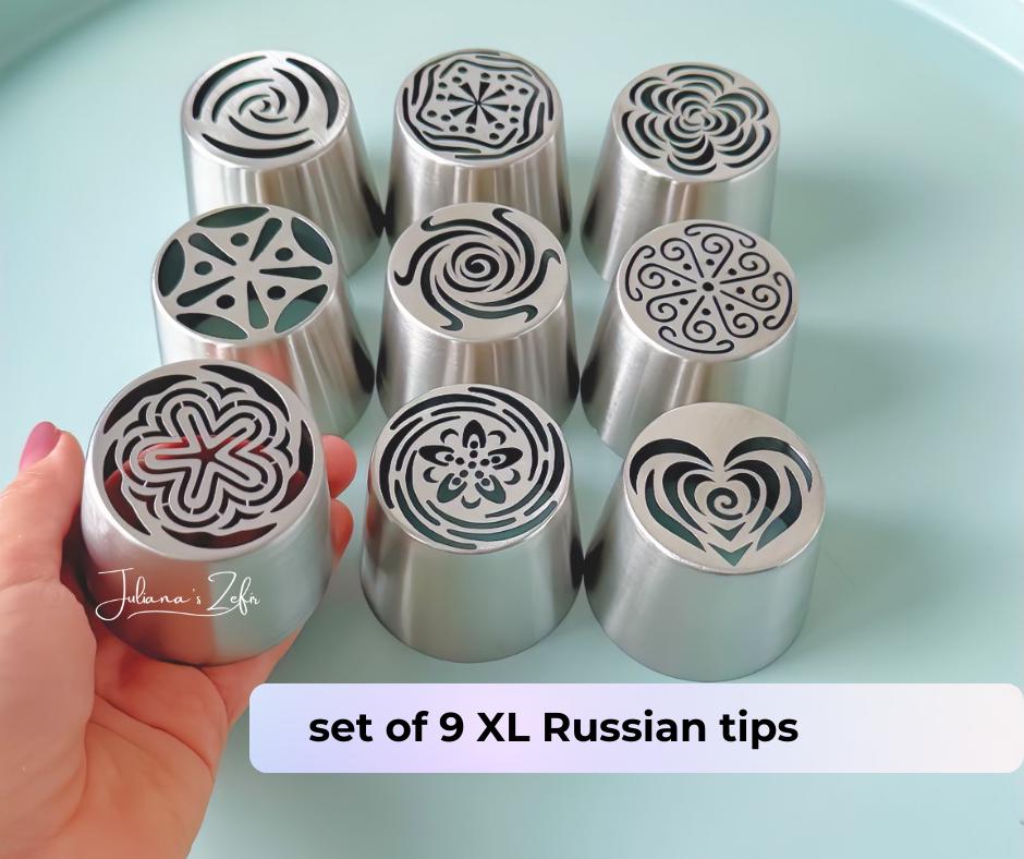 9 XL Russian Piping Tulip Tips, Pastry Stainless Steels Nozzles
