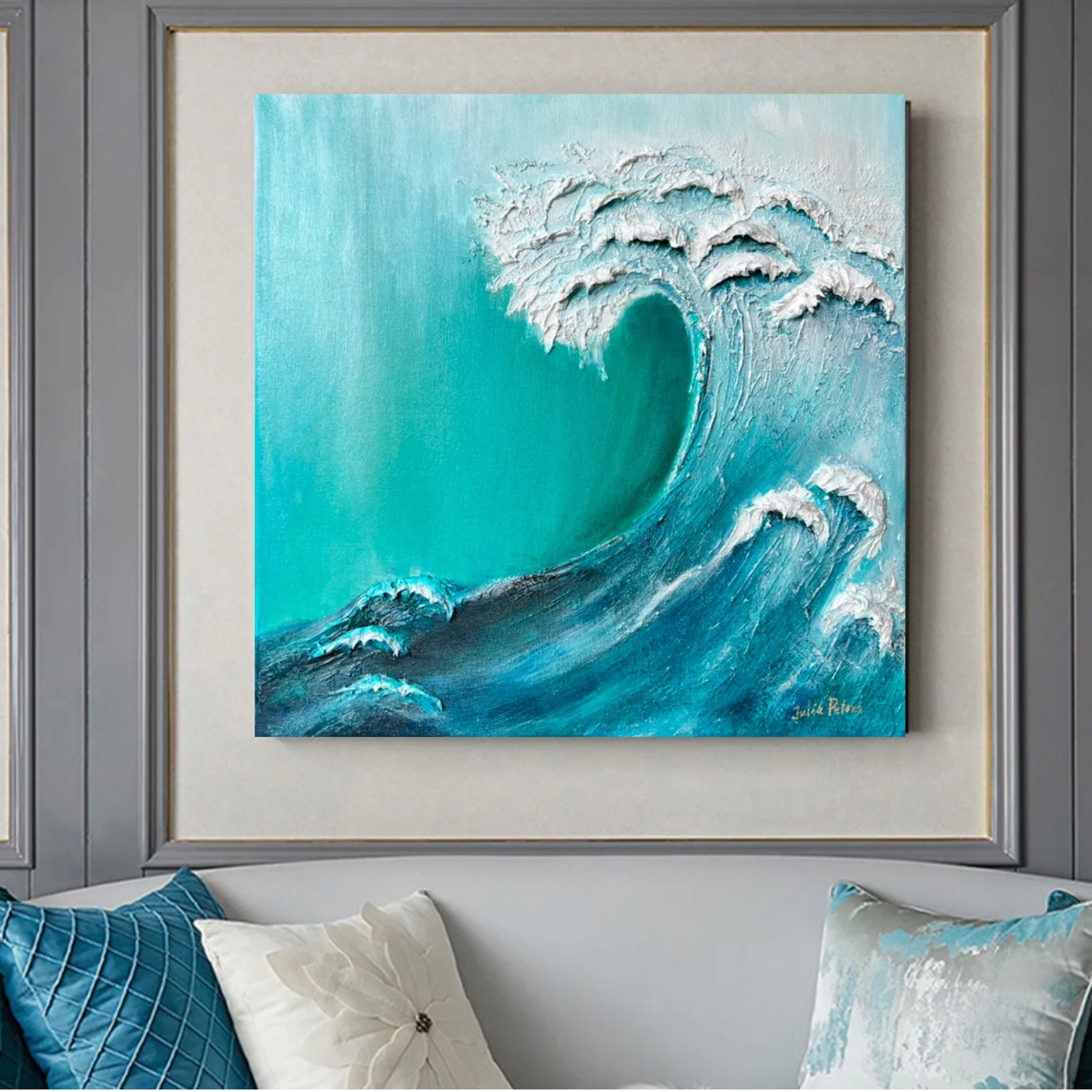 Original Textured Ocean Waves Wall Art Etsy