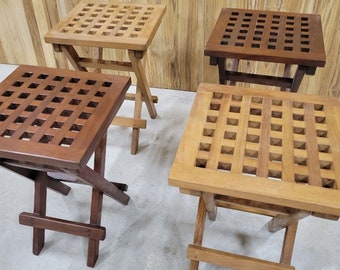 study table on wall Small Teak Folding Tables - Set of 4