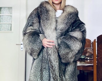 Fox Fur Coat Silver Fox Crystal Fox Fur Coat - Etsy