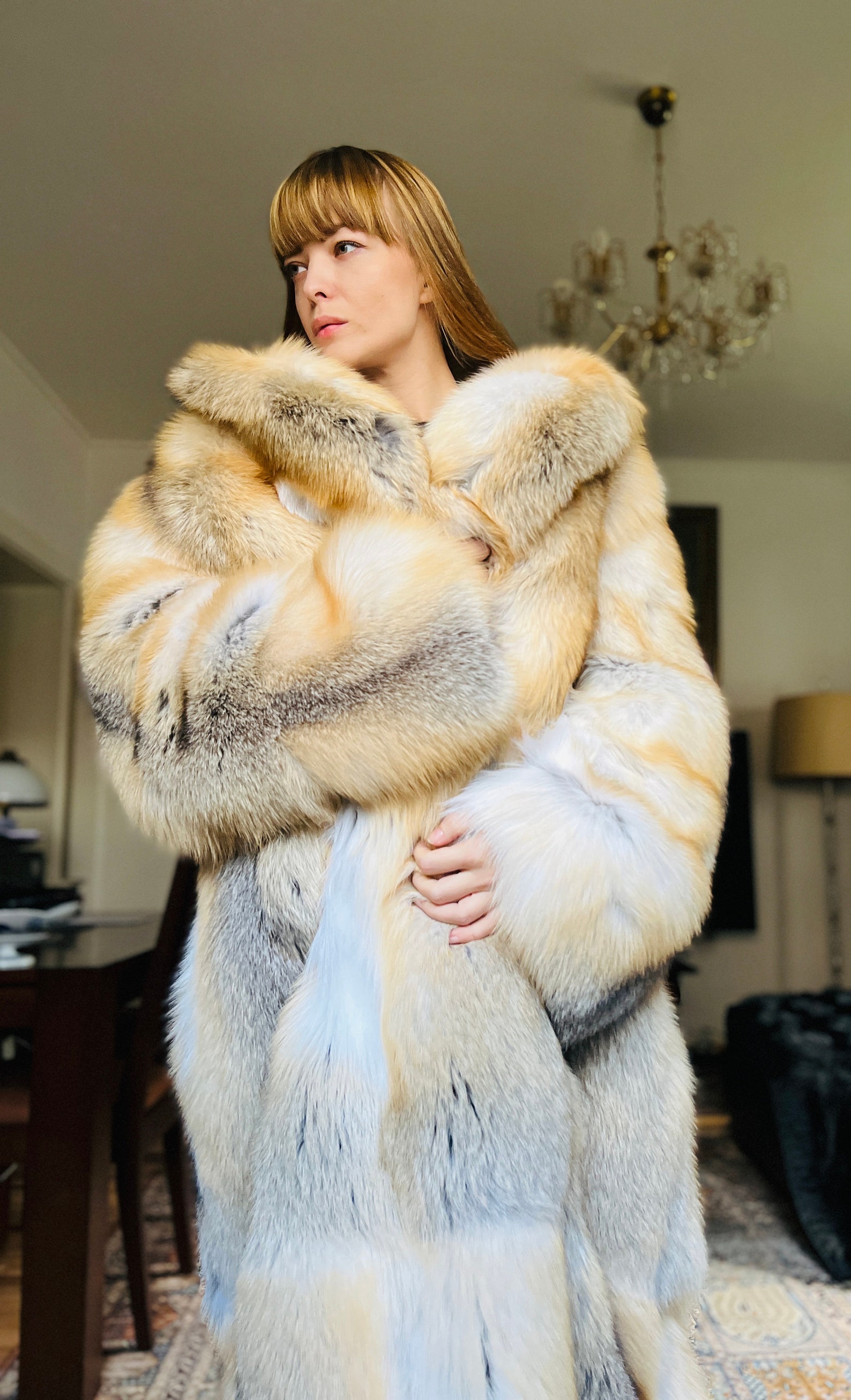 Golden Island Fox Jacket Fur Fur Coat Etsy