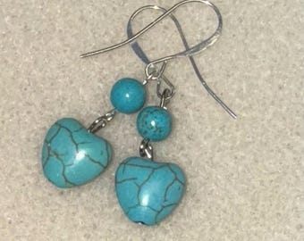 Turquoise Heart Earrings