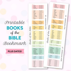 Marque-page imprimable | Livres de la Bible PLUS DATES | Chrétien imprimable | Ancien et Nouveau Testament | Arc-en-ciel