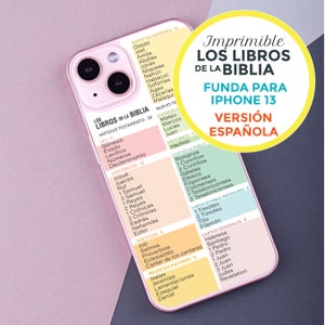 Funda para iphone 13 | Libros de la Biblia en Español| Imprimibles Cristianos | El Antiguo y el Nuevo Testamento | *inserto imprimible!