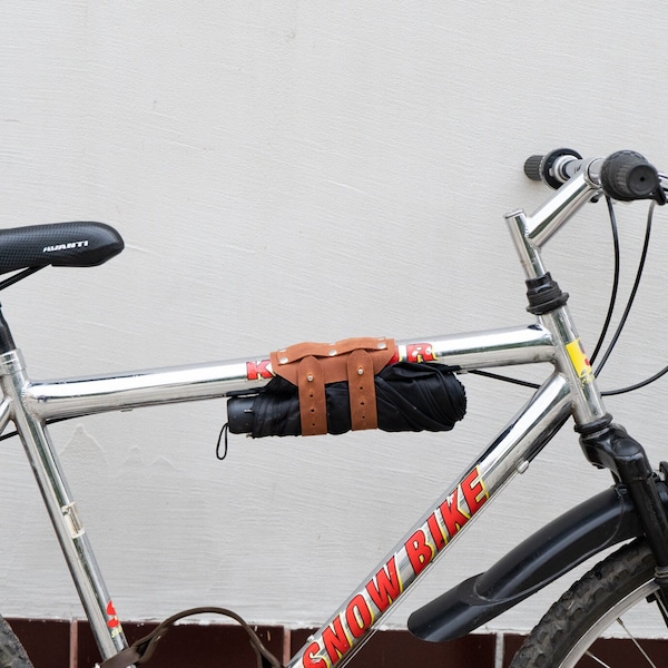 Bike umbrella holder,Bike beer holder,Leather bicycle beer carrier,Leather beer holder,Bicycle beer holder,Gifts for beer lovers