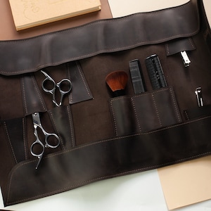 Leather scissors case,Barber tool roll,Barber gift,Leather scissors holder,Hair scissors case,Barber roll case,Hair stylist tool bag