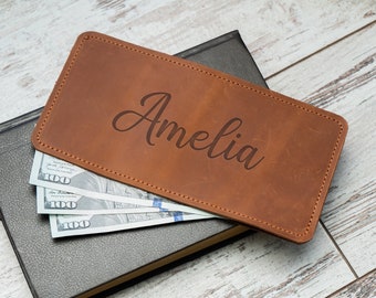 Funda de cuero para dinero en efectivo, funda para dinero, billetera de sobre de cuero para dinero en efectivo, organizador de dinero en efectivo, organizador de cupones