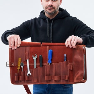 Leather tool wrap, Leather tool case, Leather tool roll up, Leather tool pouch, Tool roll bag, Tool roll organizer, Tool roll motorcycle
