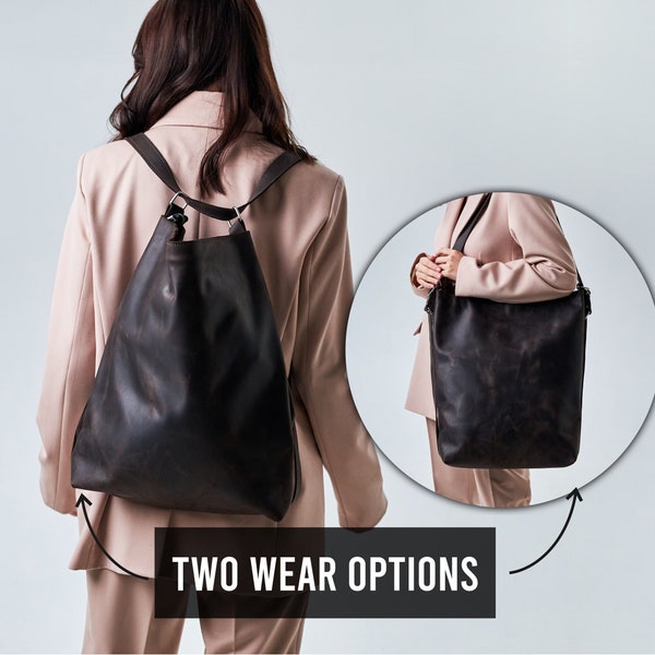 Tote bag convertible to backpack,Convertible backpack purse,Women's convertible backpack,Convertible tote bag,Leather purse backpack