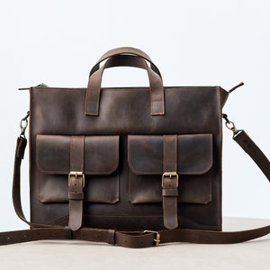 Bolso de cuero personalizado para mujer, bolso de cuero para portátil hecho a mano, bolso de mensajero de cuero, bolso de trabajo con compartimento para computadora, bolso tipo cartera