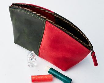 Trousse de maquillage en cuir personnalisée, Trousse à cosmétiques en cuir pour sac à main, Trousse de maquillage en cuir véritable, Trousse à maquillage en cuir, Organisateur de maquillage en cuir