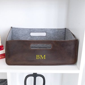Leather storage bin, Leather basket large, Leather storage box, Leather storage basket, Cubby storage baskets, Under bed storage box