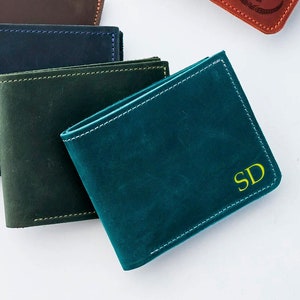 Hombres de billetera de cuero genuino, billetera de hombre Bifold, billetera de padrino, billetera personalizada de los hombres, regalo de aniversario para él billetera, hombres de billetera personalizados