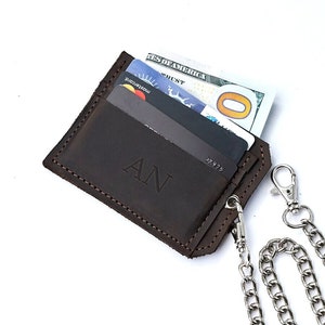 Aangepaste kaart portemonnee met ketting, aangepaste ketting portemonnee, gepersonaliseerde ketting portemonnee, handgemaakte ketting portemonnee, heren ketting portemonnee, minimalistische kaart portemonnee