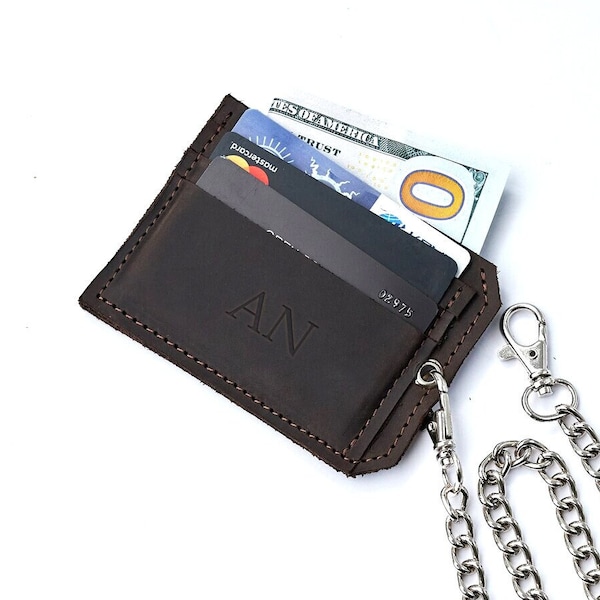 Custom card wallet with chain,Custom chain wallet,Personalized chain wallet,Handmade chain wallet,Men's chain wallet,Minimalist card wallet